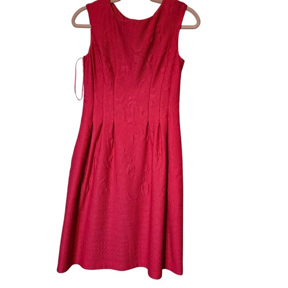 Talyor Women's Sz 4 Red Pink A-Line Dress Back Zip Preppy Teacher Retro Academia - Picture 5 of 8